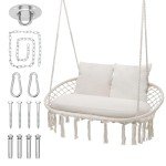 MoNiBloom Large Macrame Double Swing Chair - Beige