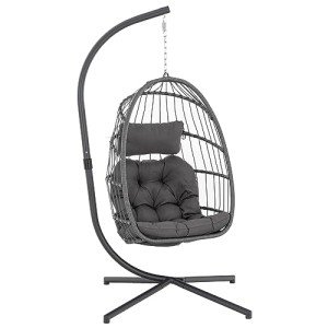Charcoal Grey Egg Hanging Chair with Stand