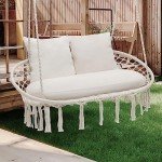 MoNiBloom Large Macrame Double Swing Chair - Beige