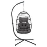 Charcoal Grey Egg Hanging Chair with Stand