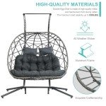 Double Egg Swing Chair with Stand - Dark Grey
