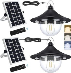 Solar Pendant Light with Motion Sensor – 2 Pack