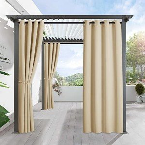 RYB HOME Waterproof Outdoor Patio Curtains - Biscotti Beige