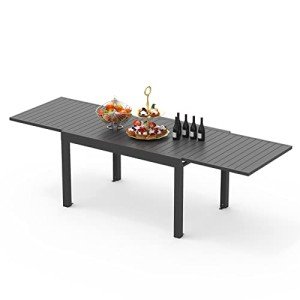 Domi Expandable Aluminum Patio Dining Table - Dark Brown