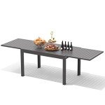 Domi Expandable Aluminum Patio Dining Table - Dark Brown