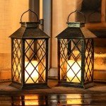 Solar Lanterns with Flickering Candles - 2 Pack