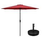 9ft Red Patio Umbrella with Water Base Stand