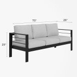 Aluminum Outdoor Couch with Water-Resistant Cushions