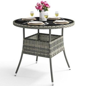 YITAHOME 31.5" Round Wicker Patio Dining Table