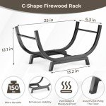 Venkuber 25-Inch Metal Firewood Rack Holder