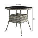 YITAHOME 31.5" Round Wicker Patio Dining Table