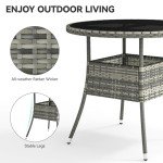 YITAHOME 31.5" Round Wicker Patio Dining Table