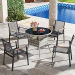 YITAHOME 31.5" Round Wicker Patio Dining Table