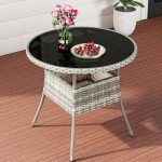 YITAHOME 31.5" Round Wicker Patio Dining Table