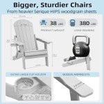 OUTGIK Folding Adirondack Chairs with Cup Holder