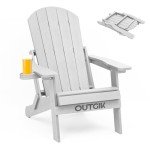 OUTGIK Folding Adirondack Chairs with Cup Holder