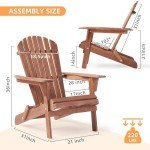Folding Wooden Adirondack Chair for Outdoor Relaxation