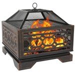Hykolity 26" Square Outdoor Wood Burning Fire Pit