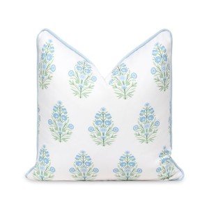Coastal Floral Indoor Outdoor Pillow Cover, 18"x18