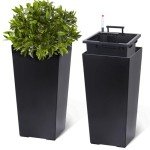 Set of 2 Tall Rectangular Planters on Wheels