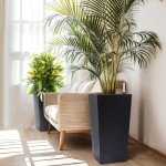 Set of 2 Tall Rectangular Planters on Wheels