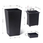 Set of 2 Tall Rectangular Planters on Wheels