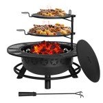 Hykolity 35" Outdoor Fire Pit with Cooking Grate