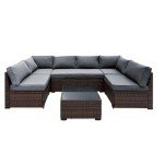 Gray 7-Piece Rattan Outdoor Furniture Set