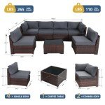 Gray 7-Piece Rattan Outdoor Furniture Set