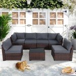Gray 7-Piece Rattan Outdoor Furniture Set