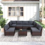 Gray 7-Piece Rattan Outdoor Furniture Set