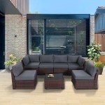Gray 7-Piece Rattan Outdoor Furniture Set