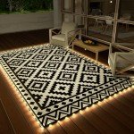 LED Strip Light Outdoor Rug - 5' x 8' Black & White