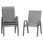 Set of 4 Dark Grey Outdoor Patio Chairs