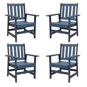 Blue Outdoor Dining Chairs Set of 4