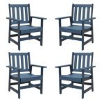 Blue Outdoor Dining Chairs Set of 4