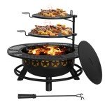 Hykolity 35" Outdoor Fire Pit with Cooking Grate
