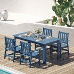 Blue Outdoor Dining Chairs Set of 4