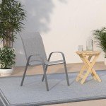 Set of 4 Dark Grey Outdoor Patio Chairs