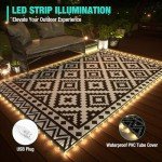LED Strip Light Outdoor Rug - 5' x 8' Black & White
