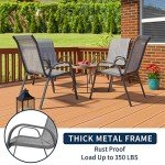 Set of 4 Dark Grey Outdoor Patio Chairs
