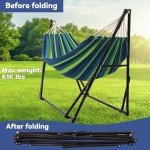 Portable Double Hammock with Adjustable Stand & Carry Bag