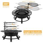 Hykolity 35" Outdoor Fire Pit with Cooking Grate
