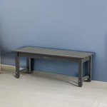 WISHCII Weatherproof Black Outdoor Patio Bench