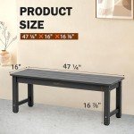 WISHCII Weatherproof Black Outdoor Patio Bench