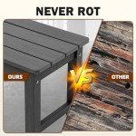 WISHCII Weatherproof Black Outdoor Patio Bench
