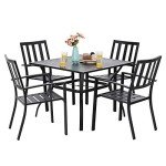 5-Piece Metal Patio Dining Set with Umbrella Hole