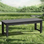 WISHCII Weatherproof Black Outdoor Patio Bench