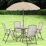 Outsunny 6-Piece Outdoor Dining Set with Umbrella