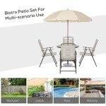 Outsunny 6-Piece Outdoor Dining Set with Umbrella